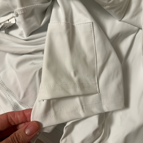 White Pleated Skirt with Green Stripes (Size L) • tennis • golf • pickleball - Picture 2 of 5